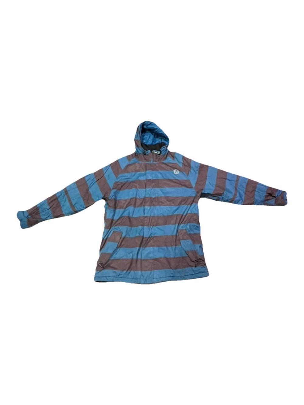 Sessions Terrain Snowboard Jacket Mens M Blue Striped Y2K Ski Coat